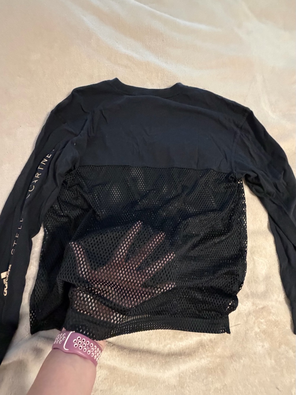 Adidas X Stella McCartney Black Mesh Panel Long-Sleeve Training Top - Picture 8 of 8